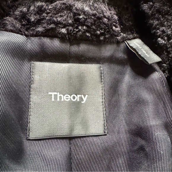 Theory Slim Moto Zip Jacket in Black Embossed Faux Fur Size - 6 - Picture 7 of 9